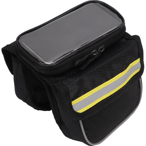 Fahrradrahmentasche aus 600D Nylon, schützende TPU-Folie, reflektierende Streifen, Doppelreißverschluss, stoßfest für Handys, gelb (1/5)