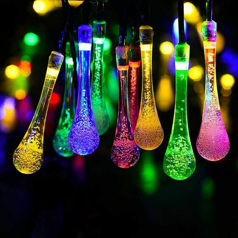 Nouveau type de guirlandes lumineuses solaires, 8 modes de guirlandes lumineuses multicolores, éclairage extérieur LED décoratif pour jardin et cour, lumière solaire quadricolore étanche -5 mètres 20  (1/5)