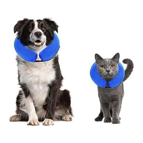 RGE Collier de Protection Gonflable pour Petits Chiens et Chats en Convalescence Post-chirurgicale, empêche Les Chiens de Mordre et de se gratter, matériau Doux, Boucle réglable, Bleu(S) (1/5)
