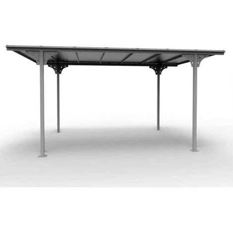 Tettoia auto da giardino in alluminio 294x500 cm – pergola, copertura auto carport con tetto piano policarbonato 6 mm – grigio antracite – CAR3050ALTPT Foresta (1/10)