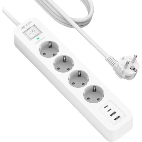 1 Multiprise 4 Prises,Parasurtenseur 3680W,4 Ports USB,Câble 2m,Bureau,Domicile