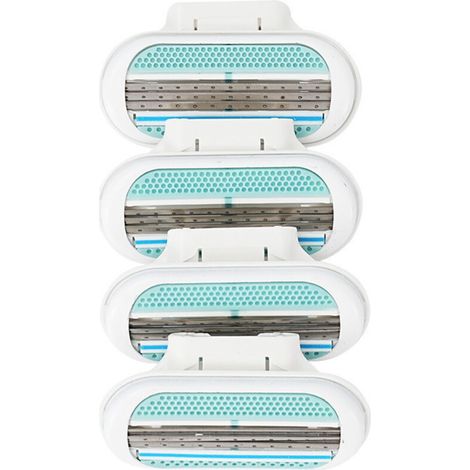 Rasoir pour femmes avec tête 4 lames hypoallergénique – pour épilation douce sans irritation des zones sensibles – kit 3 têtes interchangeables (1/4)