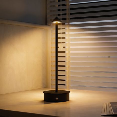 Lampada da Tavolo Touch Ricaricabile con USB, Regolabile 3000K/4500K/6500K, Autonomia 4-8 Ore, Nero
