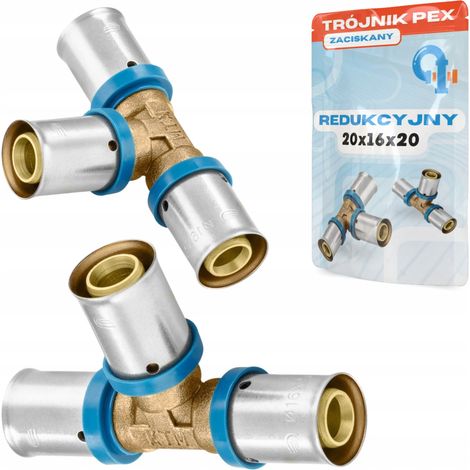 Conector en T PEX 20x16x20, prensado, reductor, sólido (1/5)