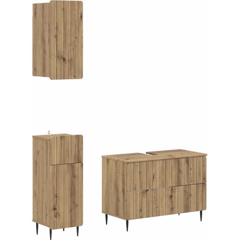 Maison Exclusive - Set di armadietti da bagno in 3 pezzi ZWOLLE Rovere Artigianale (1/5)