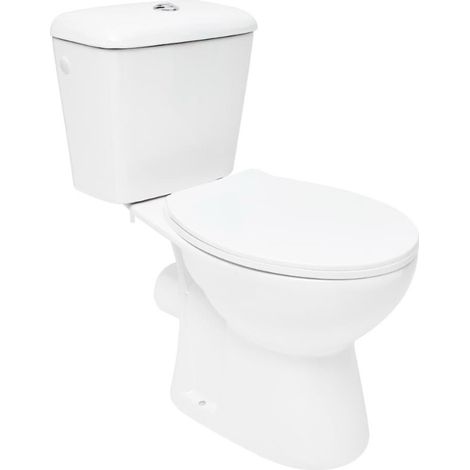 WC à poser complet Ceramia Multi Eur pas cher, sans bride, évacuation arrière, réservoir et abattant inclus