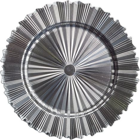 Assiette de Présentation Ronde Filet Argenté en Plastique Argent 33 x 33 x 1 cm - PANGIVO (1/3)