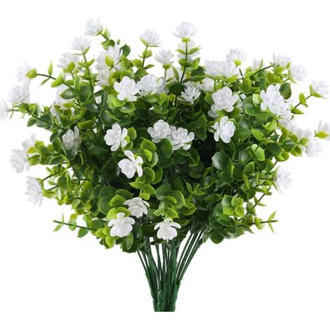 Fleurs Artificielles - Branches D'Eucalyptus Artificielles Avec Fleurs Violettes - Décoration Intérieure Extérieure - 4 Bouquets (1/5)