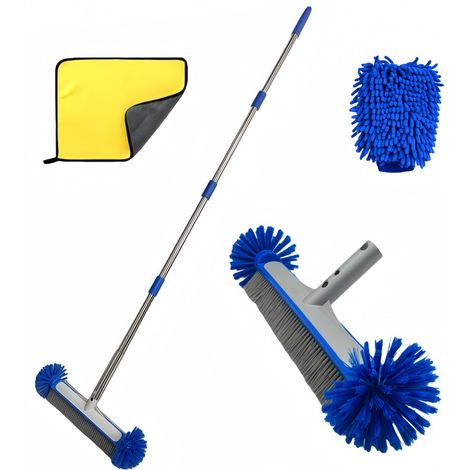Kit de brosses de nettoyage pour piscine de 17 pouces – Brosse de nettoyage pour fond et algues à extrémités arrondies bleu (1/4)