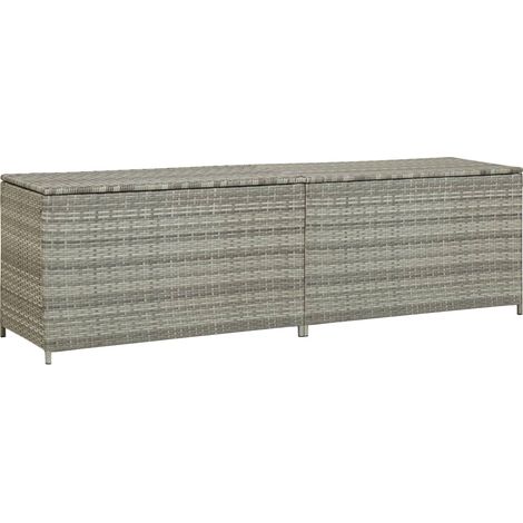 Baule da Giardino in Polyrattan 200x50x60 cm Grigio vidaXL