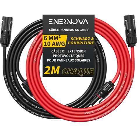 Câble Solaire 4mm²/6mm² 1-50M IP67 pour Panneau Solaire, Câble Solaire 1500V 30/50A, Cuivre Étamé, Isolation PPO Anti-UV, Étanchéité IP67, Raccord Auto-Verrouillable, Montage Facile (1/5)