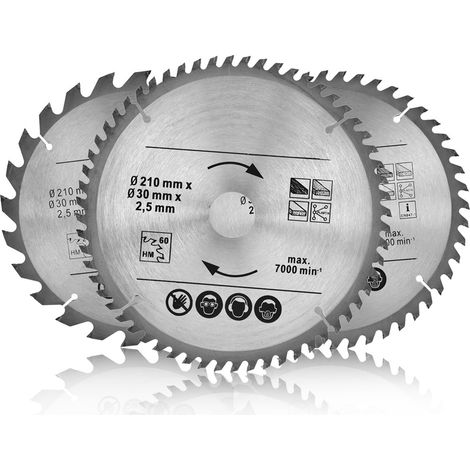 Lame de scie circulaire 210 mm 24, 48 dents, 60 dents Disque TCT Alésage 30 mm