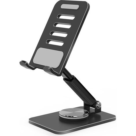 Soporte móvil de acero al carbono con base giratoria, color negro. (1/5)
