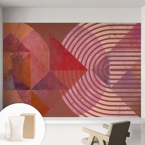 Papier peint intissé décoratif avec colle pour salon chambre et bureau Installation rapide Formes abstraites 152x104 cm (1/5)
