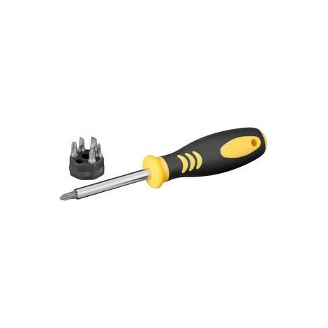 Tournevis plat et cruciforme 6 en 1 interchangeable PH0 PH1 PH2 PH3 Fixpoint 77095 (1/3)
