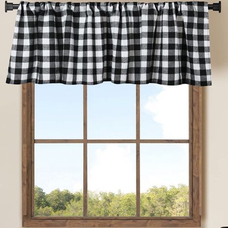 Rideau Haut - Motif Carreaux Buffalo Plaid - Polyester - Pour Fenêtre Salon Chambre Cuisine - 55 x 15 Pouces - 1 Panneau (1/5)