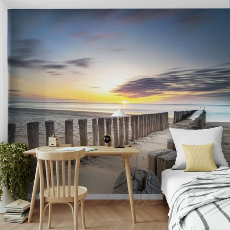 Papier Peint Plage – Palissades au Soleil Couchant - 150 x 250 cm (1/2)