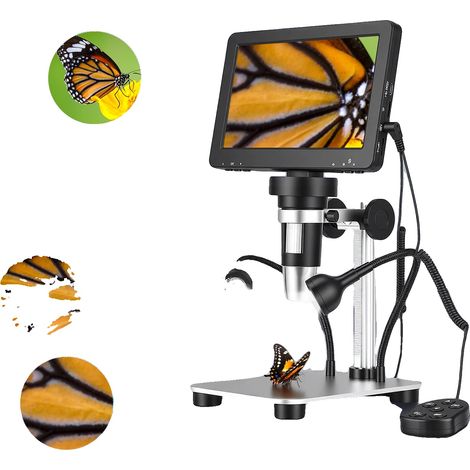 Microscopio digital, pantalla de 7 pulgadas, aumento de 1200X, resolución Full HD 1080p, enfoque manual, compatible con Windows y Mac. (1/5)