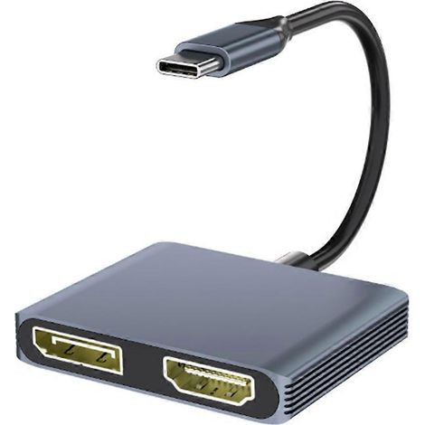Hub USB-C vers HDMI + DP compatible 4K 60 Hz, station d'accueil USB-C pour ordinateur portable et téléphone, avec extension multi-écrans 4K 60 Hz. (1/5)