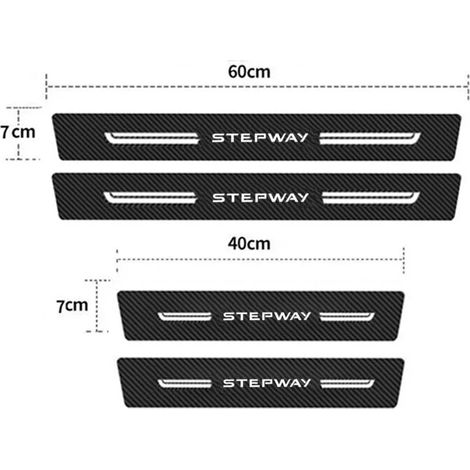 (4 pièces) Seuil de porte autocollant en fibre de carbone et cuir pour Dacia Stepway 2021,2020,2019 et 2018 (1/3)