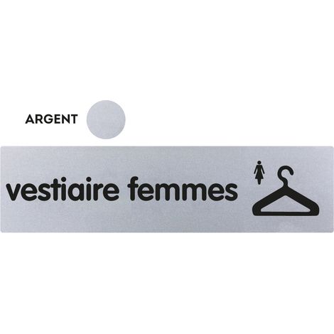 Novap – Plaque de porte vestiaire femmes classique argent 170x45mm – Fixation adhésive – 4321264 (1/2)