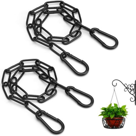 Noir Chaîne en Acier Inoxydable 2 PCS,Chaîne en Acier Inoxydable avec Mousqueton Chaînes Métallique de 0.5m à Suspendre pour Portails de Clôture,Jardin,Portails de Cage pour Animaux Domestiques (1/5)
