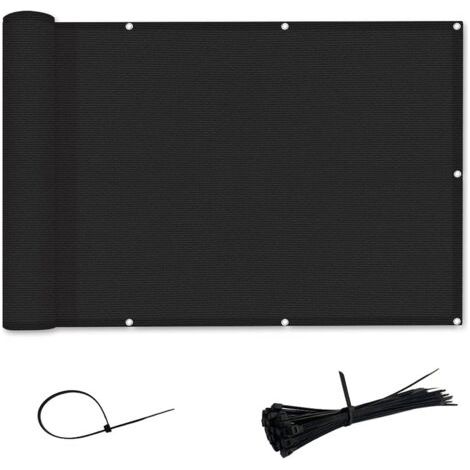 Ineasicer Brise-Vue et Pare-Soleil pour Balcon HDPE- Résistant aux UV,aux déchirures/Rayures de Couture (0.9x3m, Noir) (1/5)