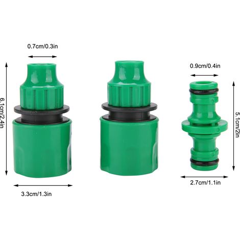 Adaptateur de raccord rapide pour tuyau d'arrosage 3/8 (lot de 3) - Outil de réparation (1/5)