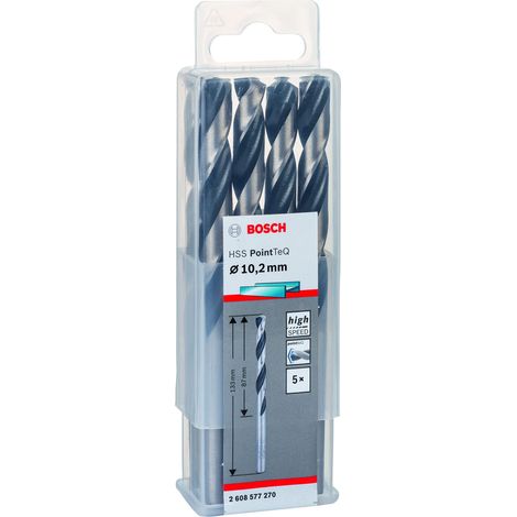 Bosch 2608577270 – Punta Elicoidale Per Metallo DIN 338 10,2 mm HSS pointteq (5), 1 W, 230 V