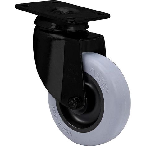 rueda giratora placa negra 10bh60-pgia poliamix-goma gris eje liso (1/2)