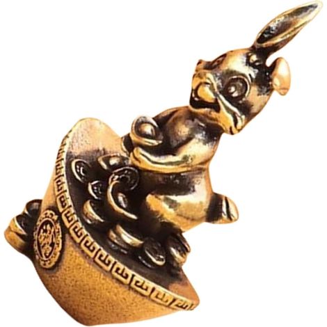 Figurine de lapin en laiton KICHOUSE , style rétro , petite décoration métal pour bureau et étagère