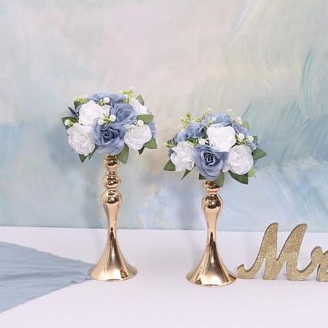 Lot de 2 bouquets de roses artificielles pour centres de table, arrangements de roses artificielles pour décoration de table de mariage, 24,1 cm de diamètre, bleu poudré (1/5)
