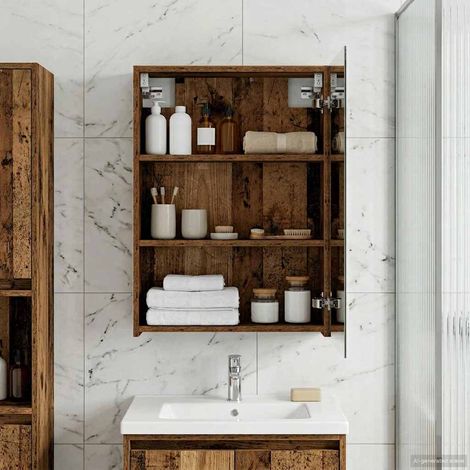 vidaXL Armoire Miroir de Salle de Bain Bois ancien 50 x 14,5 x 70 cm (1/5)