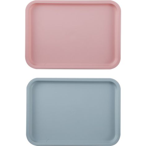 Tray - Rectangular Food Tray - 24.8 x 17.8 cm - Stackable - For Kindergarten Fruit Dessert Salad Service - Set Of 2 (1/5)
