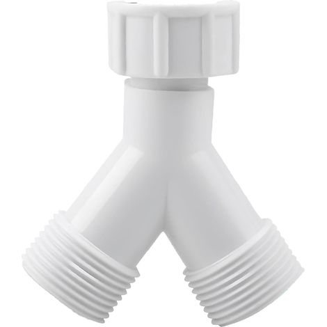 3/4" Double connecteur en Y pour machine à laver et lave vaisselle Adaptateur de vidange avec filetage Raccord de tuyau pour robinet et appareils ménagers Plastique renforcé haute (1/5)
