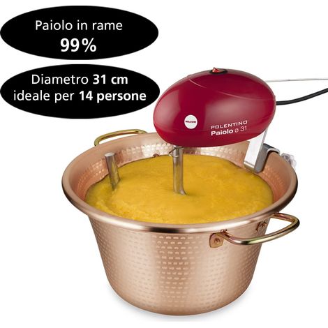 Macom Paiolo Polentino Con Miscelatore Elettrico In Rame Martellato 31 Cm 4W (1/4)