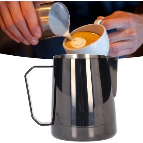 Tasse à mousse de café en acier inoxydable 304 avec bec verseur pointu, accessoire pour latte art, noir style pistolet, 600 ml (1/5)