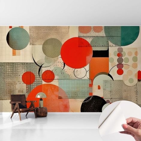 Selbstklebende Tapete - Wanddekoration Wohnzimmer - Tapete Schlafzimmer Farbenfrohe Abstraktion 416x254 cm