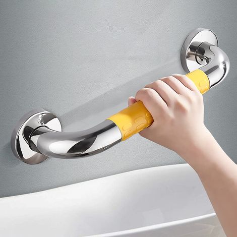 Barre d'appui de Douche, Barre d'Appui Antidérapant Poignée, Barre d'Appui en Acier Inox Murale, Poignée Baignoire de Sécurité de Douche our WC, Salle de Bain, Cuisine, Stairway ( 30 cm jaune) (1/5)