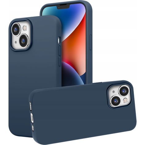 CUSTODIA NAVY OPACO POSTERIORE per Apple iPhone 14 + VETRO 9H (1/3)