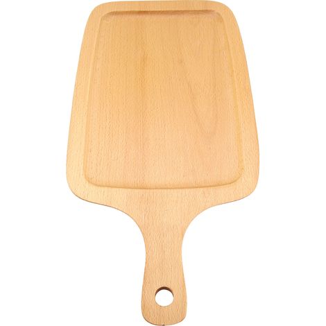 Planche À Servir En Bois De Hêtre - Avec Poignées Pour Pizza Et Steak - Design Arrondi Et Épaisseur Robuste - 39x18x1,5 Cm (1/5)