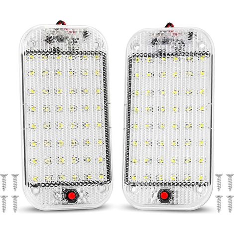 Éclairage intérieur de voiture à LED, 48 LED blanches, 12 V - 85 V, avec interrupteur marche/arrêt. (1/5)