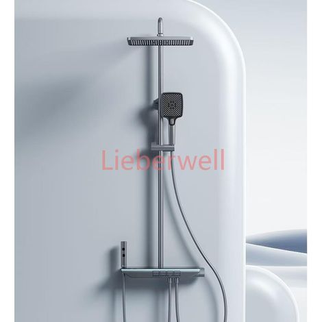 Ensemble de pomme de douche numérique intelligente, avec corps en cuivre de précision 59A/génération d'énergie hydroélectrique, grande plate-forme de rangement de luxe (1/5)