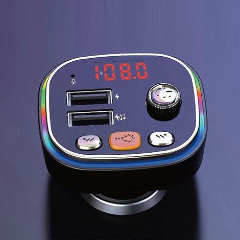 Émetteur FM pour voiture C20, lecteur audio double USB, lecteur MP3 Bluetooth avec éclairage coloré pour la conduite en voiture (1/4)