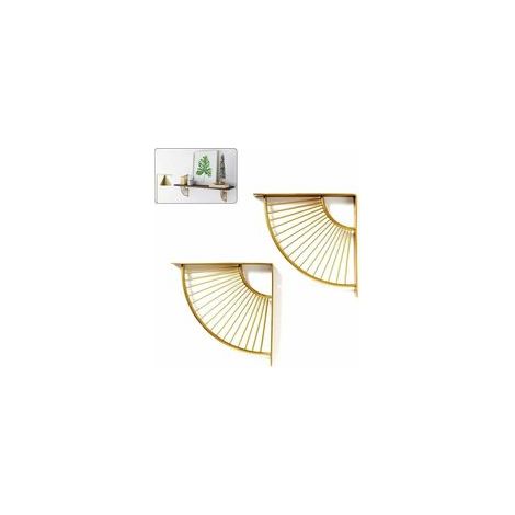 Lot de 2 supports d’étagère triangulaires en éventail dorés, 15 cm – (1/5)