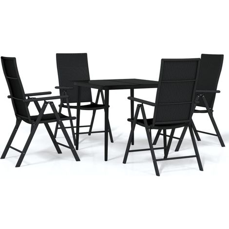 Juego de comedor de jardín muebles de exterior 5 piezas negro 020013845