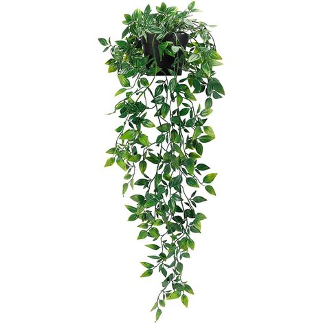 Plante Suspendue Artificielle - 25,6 Pouces - Pot Noir - Pour Décoration Intérieure Bureau Salon Chambre - 1 Pièce (1/5)