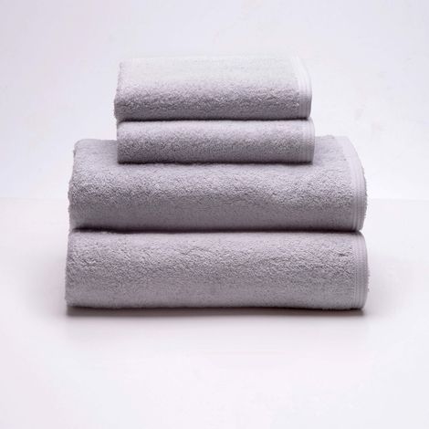 Lot de 4 Serviettes Ocean, 2 lavabos et 2 Serviettes de Douche, Couleur Gris Clair, 100% Coton, 550 g/m² (1/4)