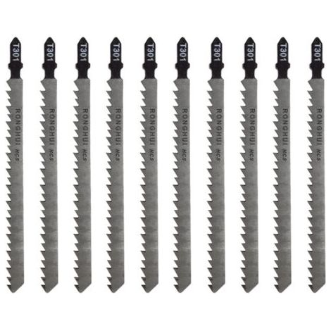 10 pièces lames de scie sauteuse Lame pour la coupe optimisée du bois, du PVC et du plastique, de scie sauteuse emmanchement T (1/5)