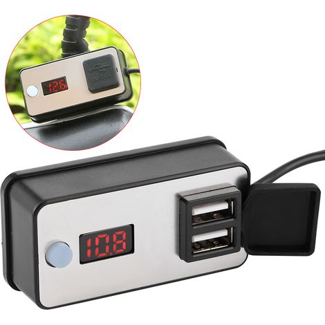 12V Motorrad-Doppel-USB-Ladegerät mit Digitalanzeige, universelles wasserdichtes Netzteil für Handys, Tablets und GPS-Geräte (1/5)